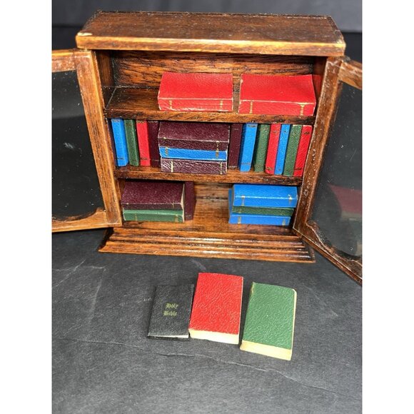 Vtg 4 Pc House of Miniatures Doll Furniture Dated Desk Dresser Bookshelf Clock - Picture 12 of 16